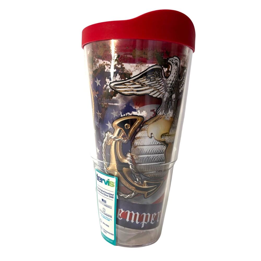 NEW Tervis 24 oz Tumbler Marines Eagle Semper Fi w Lid Military Gift